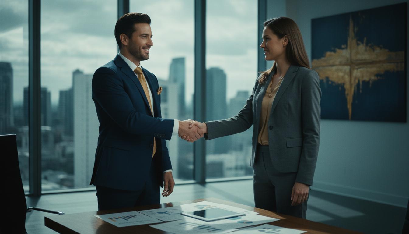 Business partnership handshake